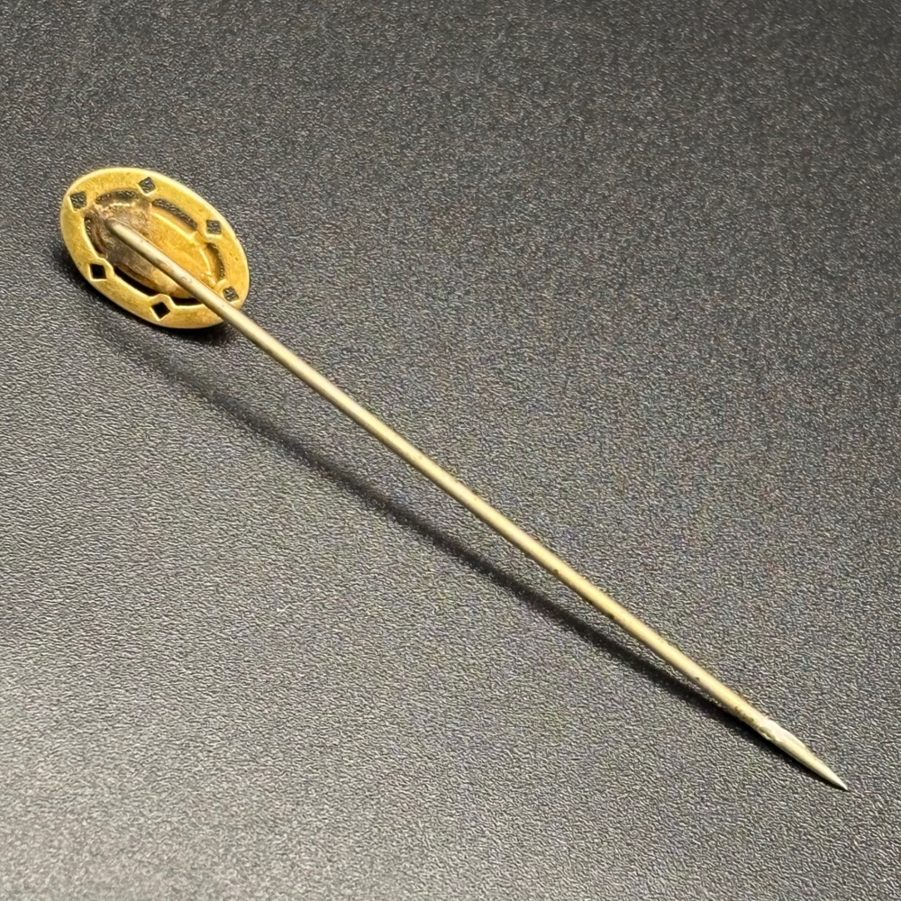 Vintage Stick Pin Gold Tone Red Glass White Enamel 2.83" - Picture 4 of 7